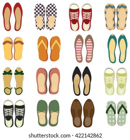 vector illustration / different shoes pairs 
