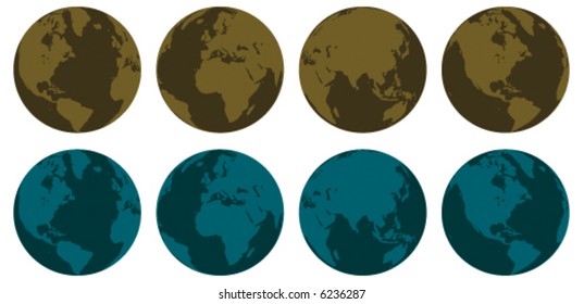 Vector illustration of different sides/colors of earth