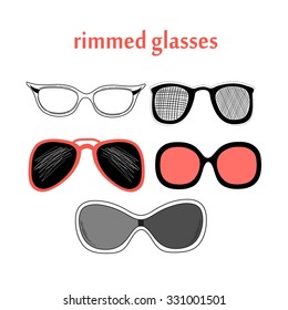 Vector illustration of different a spectacle frames