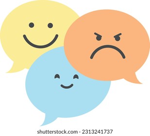 Vector illustration of different speech bubbles with different emotions, happy and angry. Trying to dialogue and make an angry person see reason.