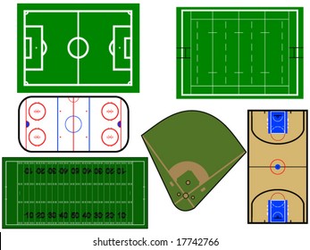 vector illustration of different sport fields