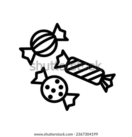 Vector illustration of different sweets. Minimal icon in line style with candies. Simple design 