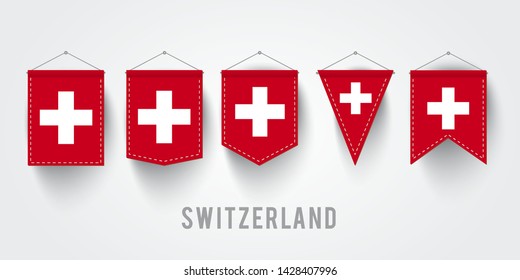 Vector illustration different switzerland flag set