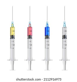 Vector illustration of different syringes on a white background