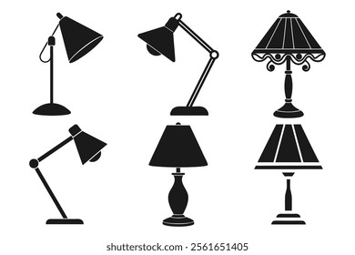 Vector Illustration of Different Table Lamps