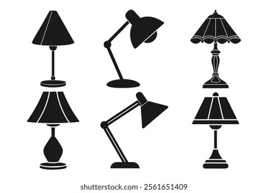 Vector Illustration of Different Table Lamps