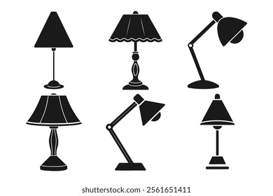 Vector Illustration of Different Table Lamps