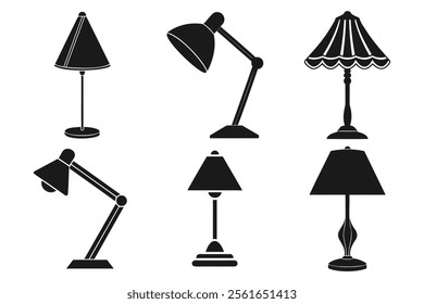 Vector Illustration of Different Table Lamps