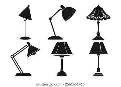 Vector Illustration of Different Table Lamps