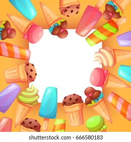 Vector illustration of different things for vacations rounding the frame with summer time lettering.