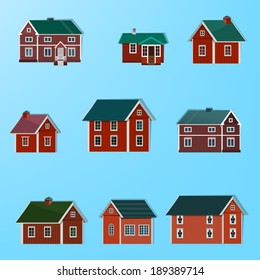 Vector illustration of different town houses