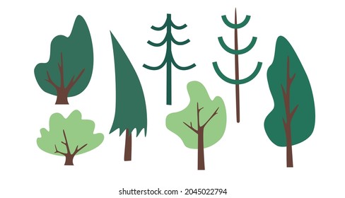 Vector illustration with different trees