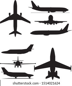 Vector illustration of different types airplanes