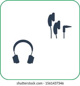 Vector illustration of different types of headphones. vector icon
