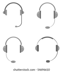 Vector illustration of different types of headsets