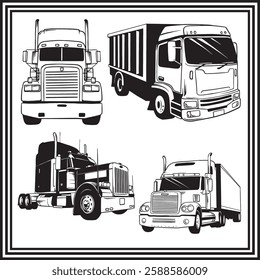 Vector Illustration of Different Types of Trucks