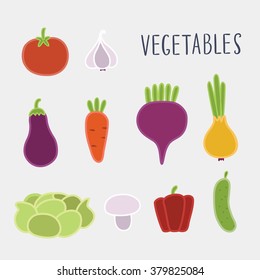 Vector illustration of different types of vegetables set