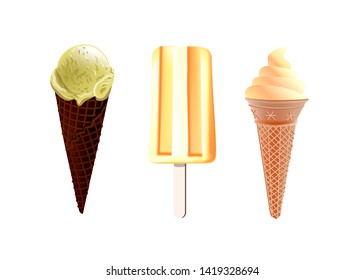 
Vector illustration of different vanilla ice cream 