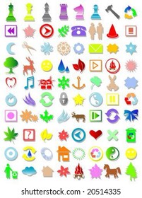 Vector illustration of different vibrant icons