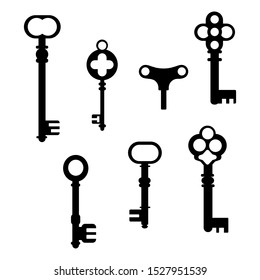 Vector illustration of different vintage keys