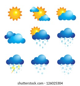 A vector illustration of different weather icons