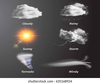 A vector illustration of different weather icons
