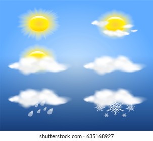 A vector illustration of different weather icons