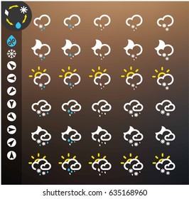 A vector illustration of different weather icons