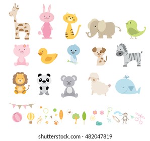 A vector illustration of different wild animals cartoons