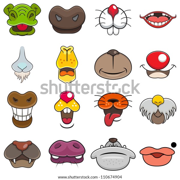 Vector Illustration Different Wild Animals Mouth Stock Vector (Royalty ...