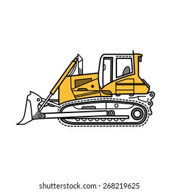 Vector illustration of digger, bulldozer