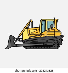 Vector illustration of digger, bulldozer