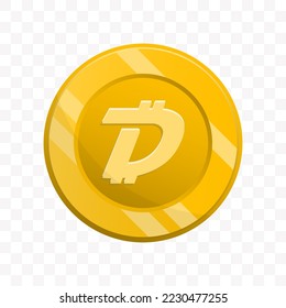 Ilustración vectorial de la moneda de DigiByte en color dorado sobre fondo transparente (PNG).