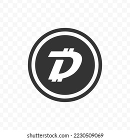 Vector illustration of DigiByte coin icon in dark color and transparent background(png).