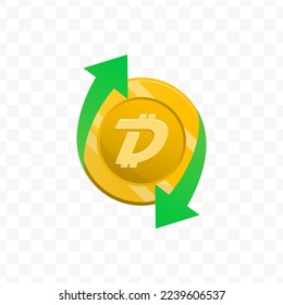 Ilustración vectorial de la moneda DigiByte. Descuento por concepto de dinero con bonificación de reembolso. Diseño sencillo sobre fondo transparente (PNG).
