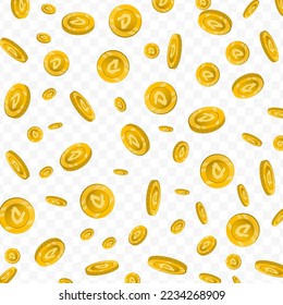 Vector illustration of DigiByte currency. Flying gold coins on transparent background (PNG).