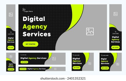 Vector illustration digital agency web set banner design, web bundle banner, services banner, fully editable vector eps 10 file format