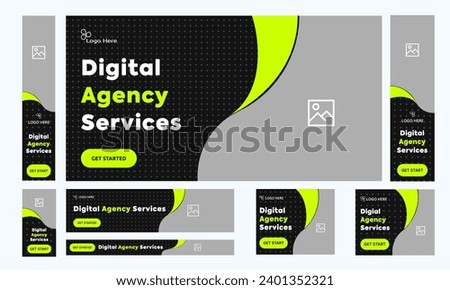 Vector illustration digital agency web set banner design, web bundle banner, services banner, fully editable vector eps 10 file format