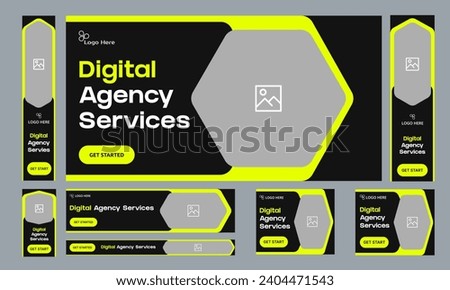 Vector illustration digital agency web set banner design for social media post, agency services banner design, trendy banner, editable vector eps 10 file format