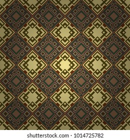 Vector illustration. Digital art abstract seamless pattern. Abstract yellow, brown and green image with a squares.