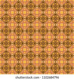 Vector illustration. Digital art abstract seamless pattern. Abstract orange, beige and yellow image with a squares.