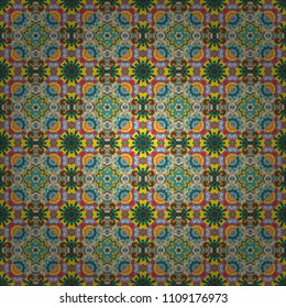 Vector illustration. Digital art abstract seamless pattern. Abstract orange, gray and white image with a squares.