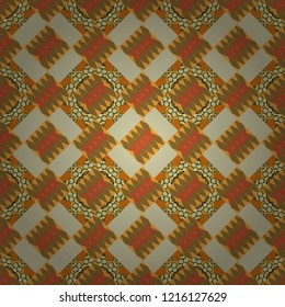 Vector illustration. Digital art abstract seamless pattern. Abstract brown, orange and gray image with a squares.