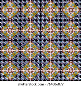 Vector illustration. Digital art abstract seamless pattern. Abstract violet, brown and blue image with a squares.