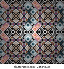 Vector illustration. Digital art abstract seamless pattern. Abstract blue, white and black image with a squares.
