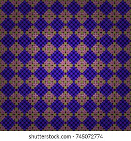 Vector illustration. Digital art abstract seamless pattern. Abstract orange, black and violet image with a squares.