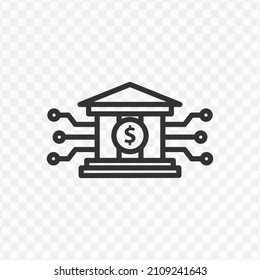 Vector illustration of digital bank icon in dark color and transparent background(png).