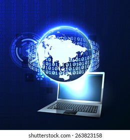 Vector illustration of digital binary data protection against burglary