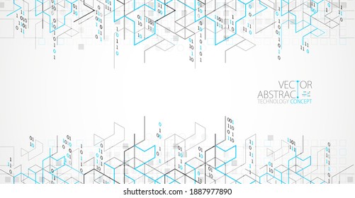Vector illustration. Digital binary technology and engineering background.