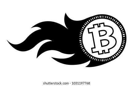 Vector illustration of digital bitcoin crypto currency sign with simple flame shape. Ideal for sticker, decal, logo design element and any kind of decoration.
